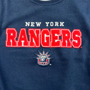 F- Vintage New York Rangers NHL Lee Embroidered Text Crewneck