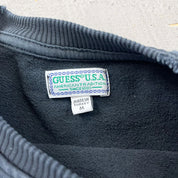 F- Vintage Guess Jeans USA All Black Embroidered Text Crewneck