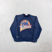 F- Golden State Warriors NBA Mitchell & Ness Logo Graphic Crewneck