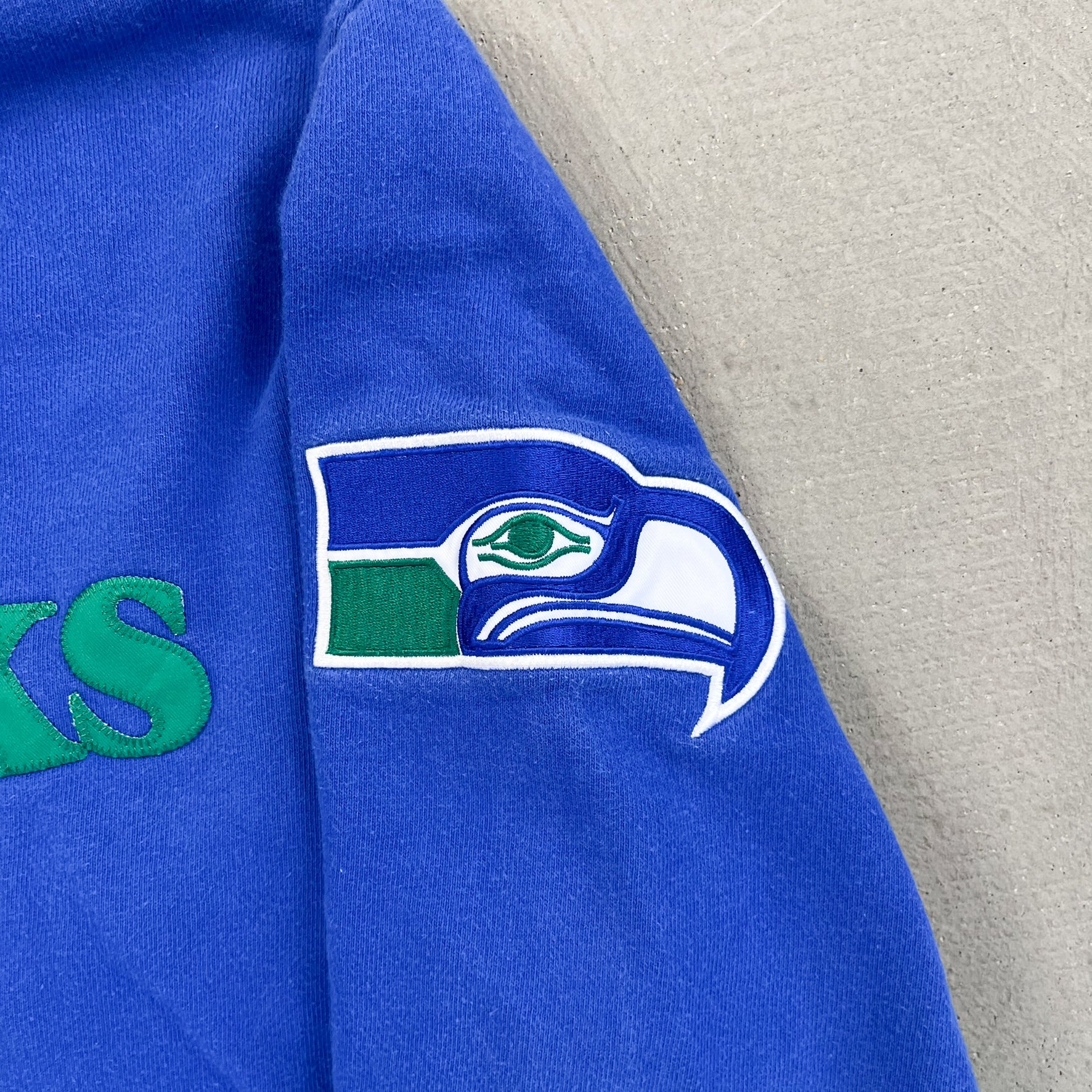 F- Seattle Seahawks NFL Mitchell & Ness Embroidered Text Crewneck