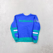 F- Seattle Seahawks NFL Mitchell & Ness Embroidered Text Crewneck