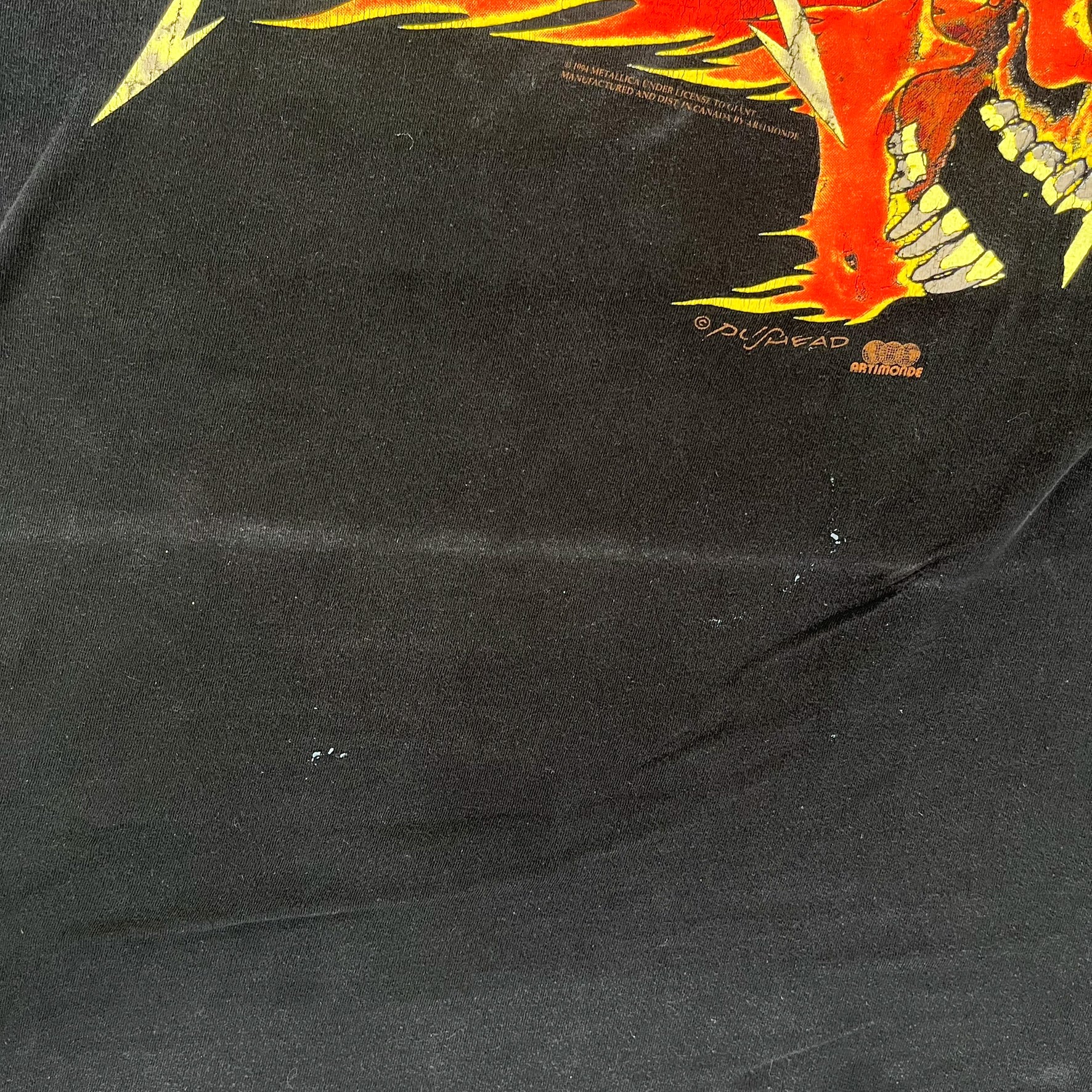 F- Vintage '94 Metallica Flaming Skull Pushead Design Tee