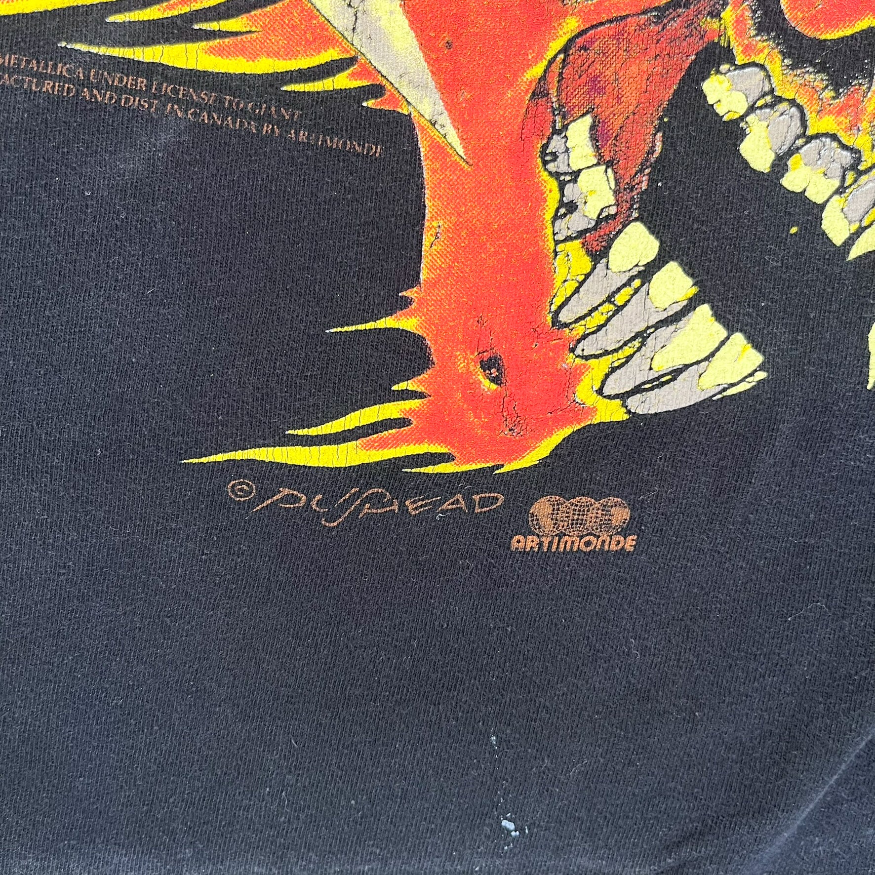 F- Vintage '94 Metallica Flaming Skull Pushead Design Tee