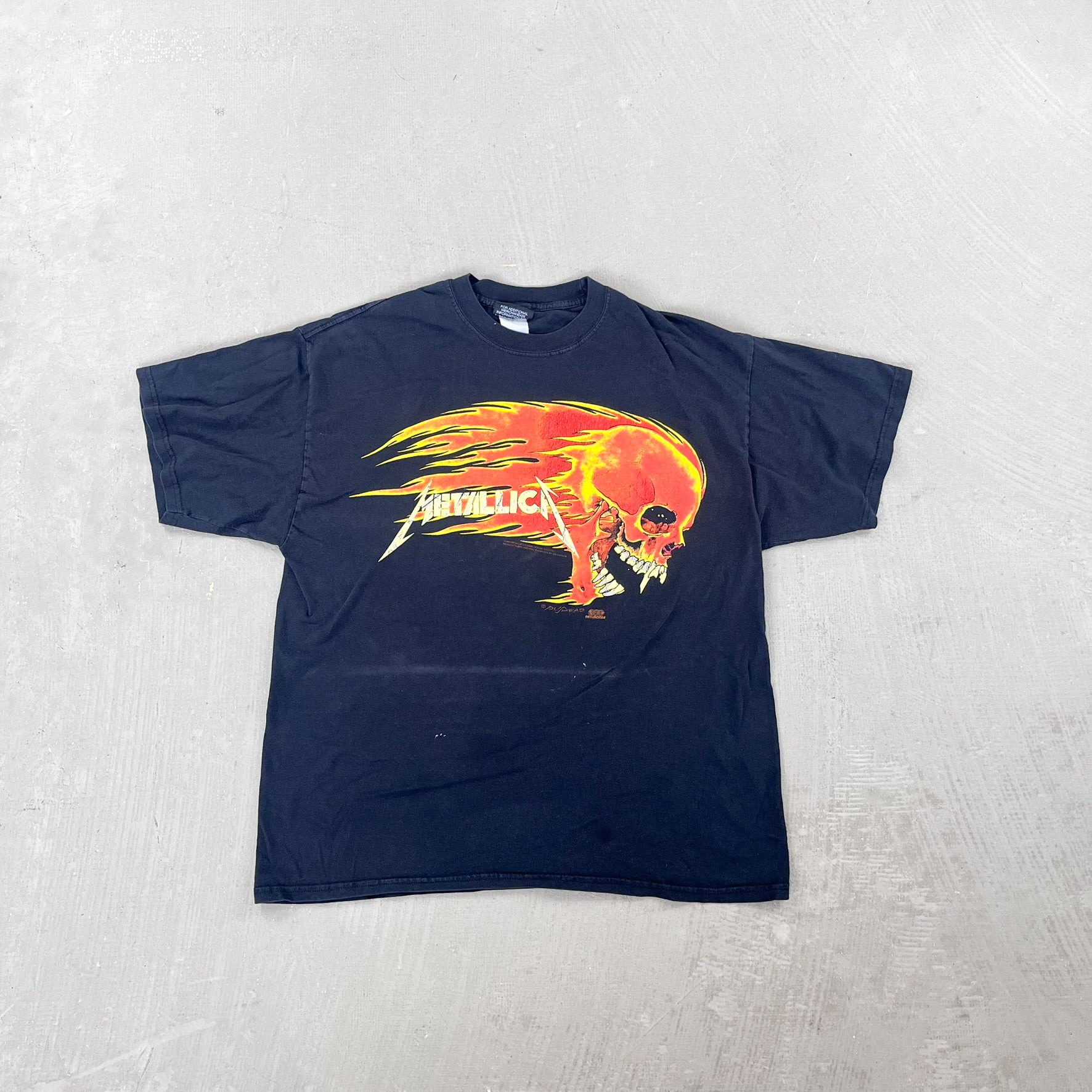 F- Vintage '94 Metallica Flaming Skull Pushead Design Tee