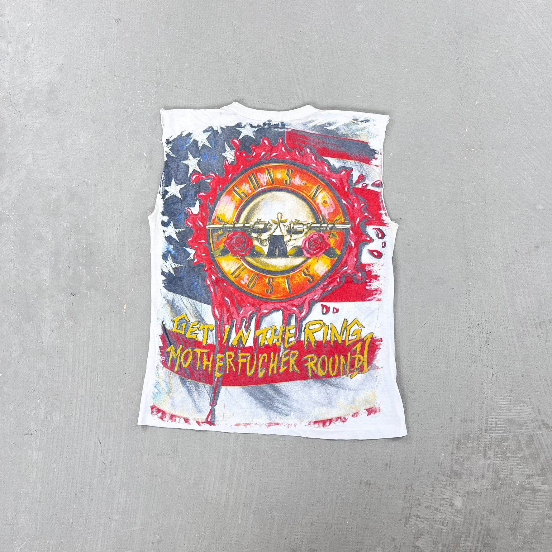 F- Vintage Guns & Roses Get In The Ring Cut Off Sleeve Single Stitch Tee