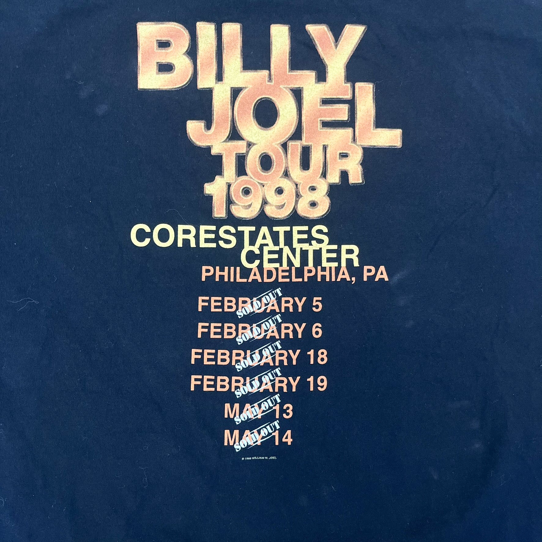 F- Vintage '98 Billy Joel On Tour Picture Single Stitch Tee