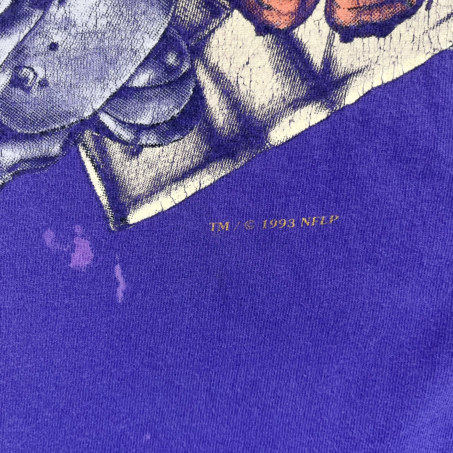 F- Vintage '93 Minnesota Vikings NFL Text & Graphic Single Stitch Tee