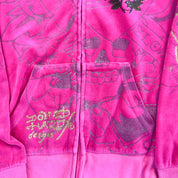 F- Vintage Ed Hardy Ladies Heart & Vines Graphic Velour Zip Up Hoodie