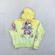 F- Vintage Ed Hardy Ladies Wolf Japan Graphic Zip Up Hoodie
