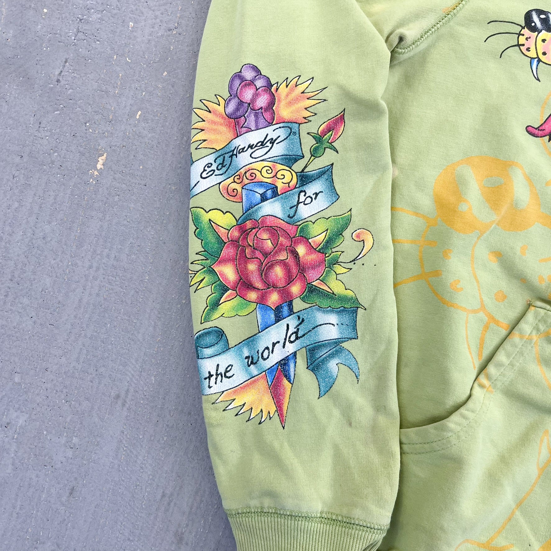 F- Vintage Ed Hardy Ladies Wolf Japan Graphic Zip Up Hoodie