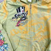 F- Vintage Ed Hardy Ladies Wolf Japan Graphic Zip Up Hoodie
