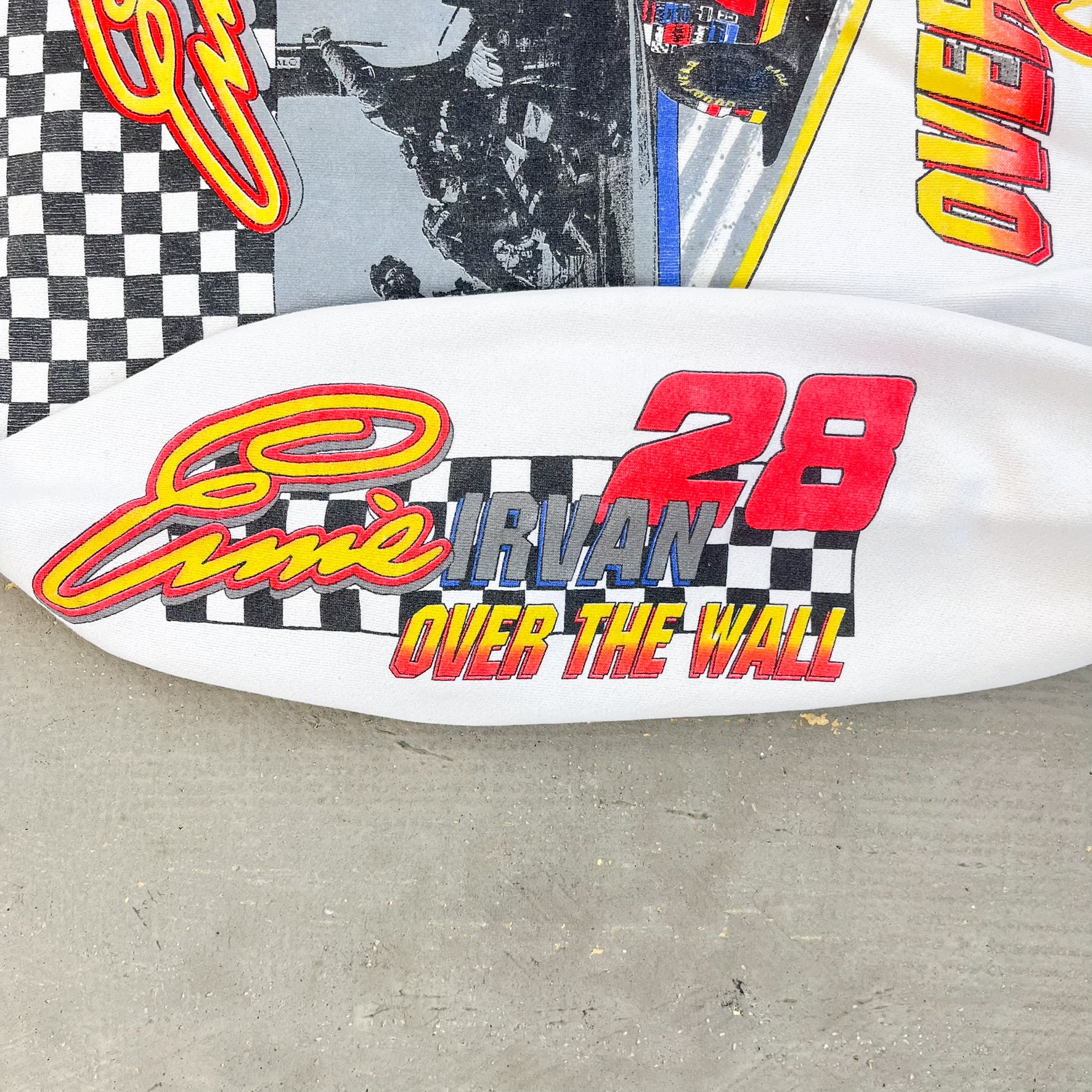 F- Vintage '94 Nascar Ernie Irvin Over The Wall Gang Jumbo Print Racing Crewneck
