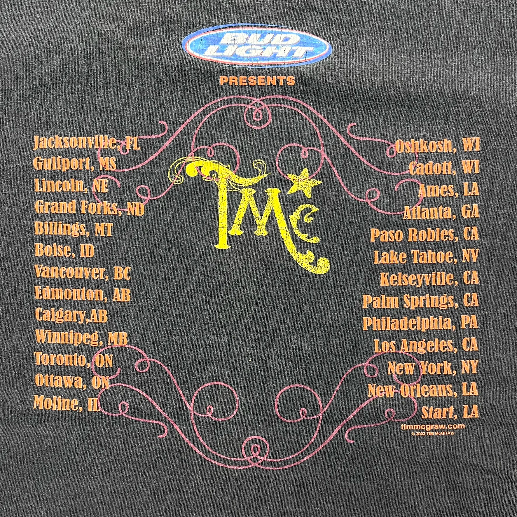 F- Vintage '02 Tim McGraw Set This Circus Down Presented By Bud Light Tee