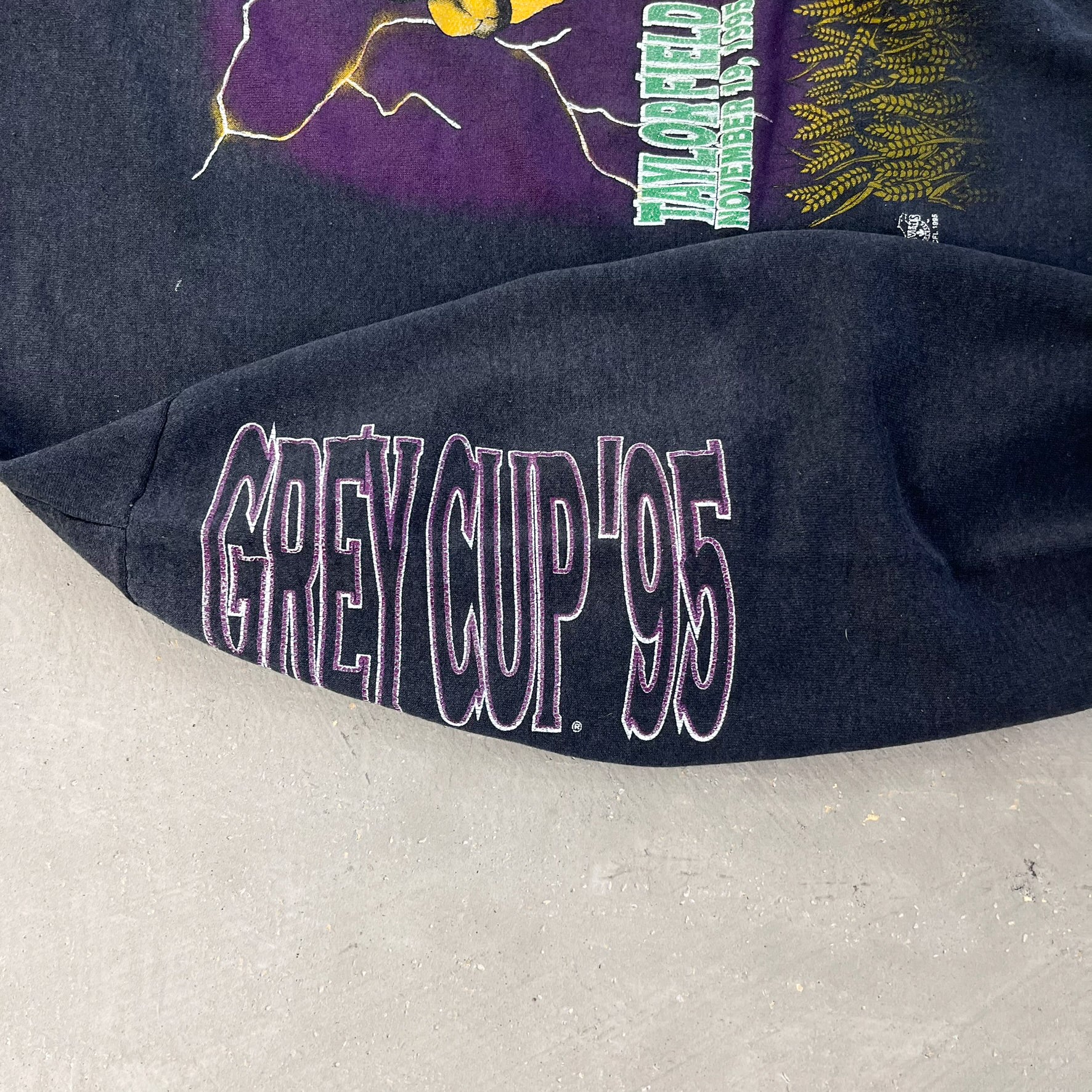 F- Vintage '95 Regina Grey Cup CFL Raven Tag Graphic Crewneck