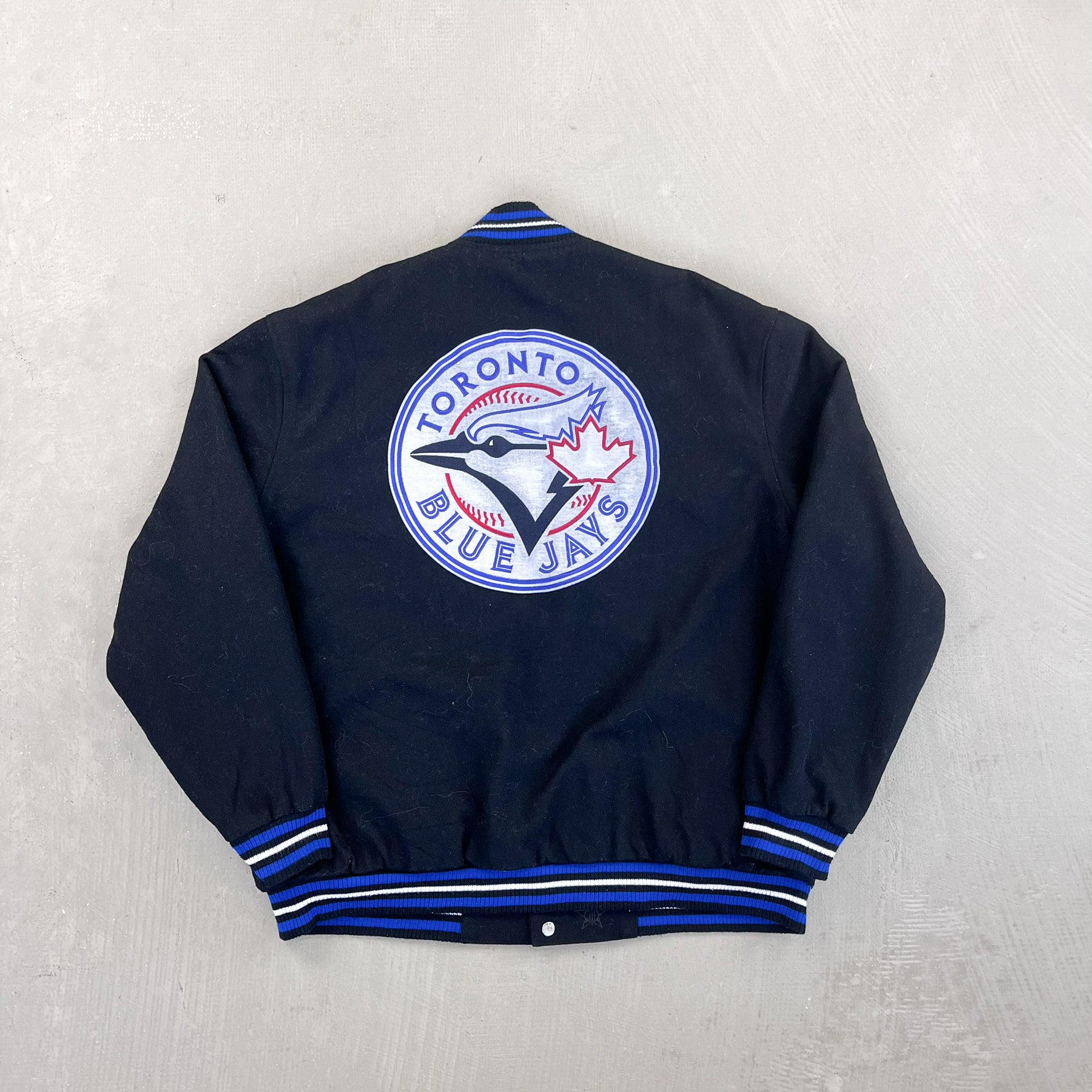 F- Vintage Jeff Hamilton Toronto Blue Jays MLB Reversible Bomber Style Jacket