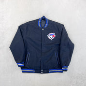 F- Vintage Jeff Hamilton Toronto Blue Jays MLB Reversible Bomber Style Jacket
