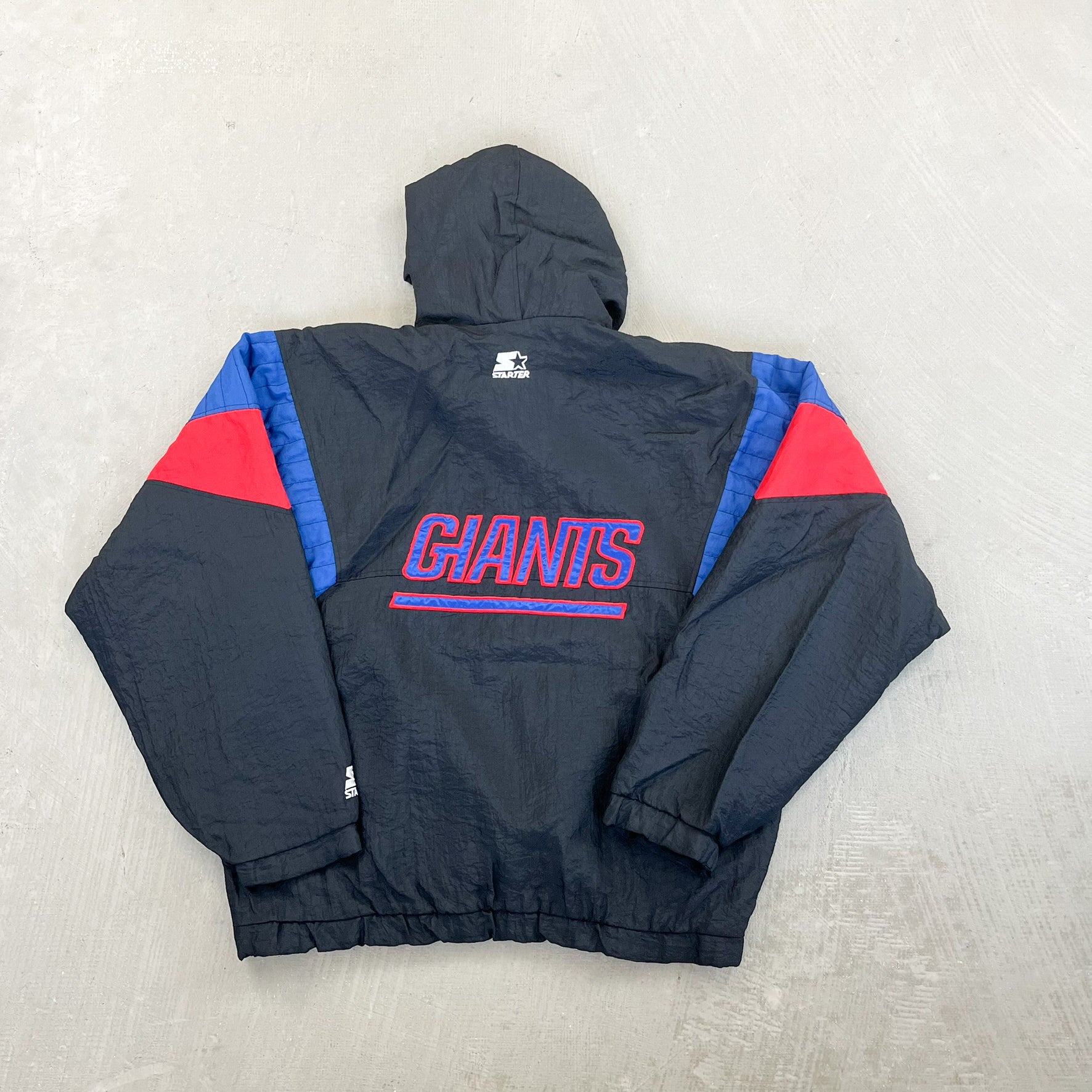 F- Vintage New York Giants NFL Starter Anorak Hooded Winter Jacket