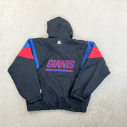 F- Vintage New York Giants NFL Starter Anorak Hooded Winter Jacket