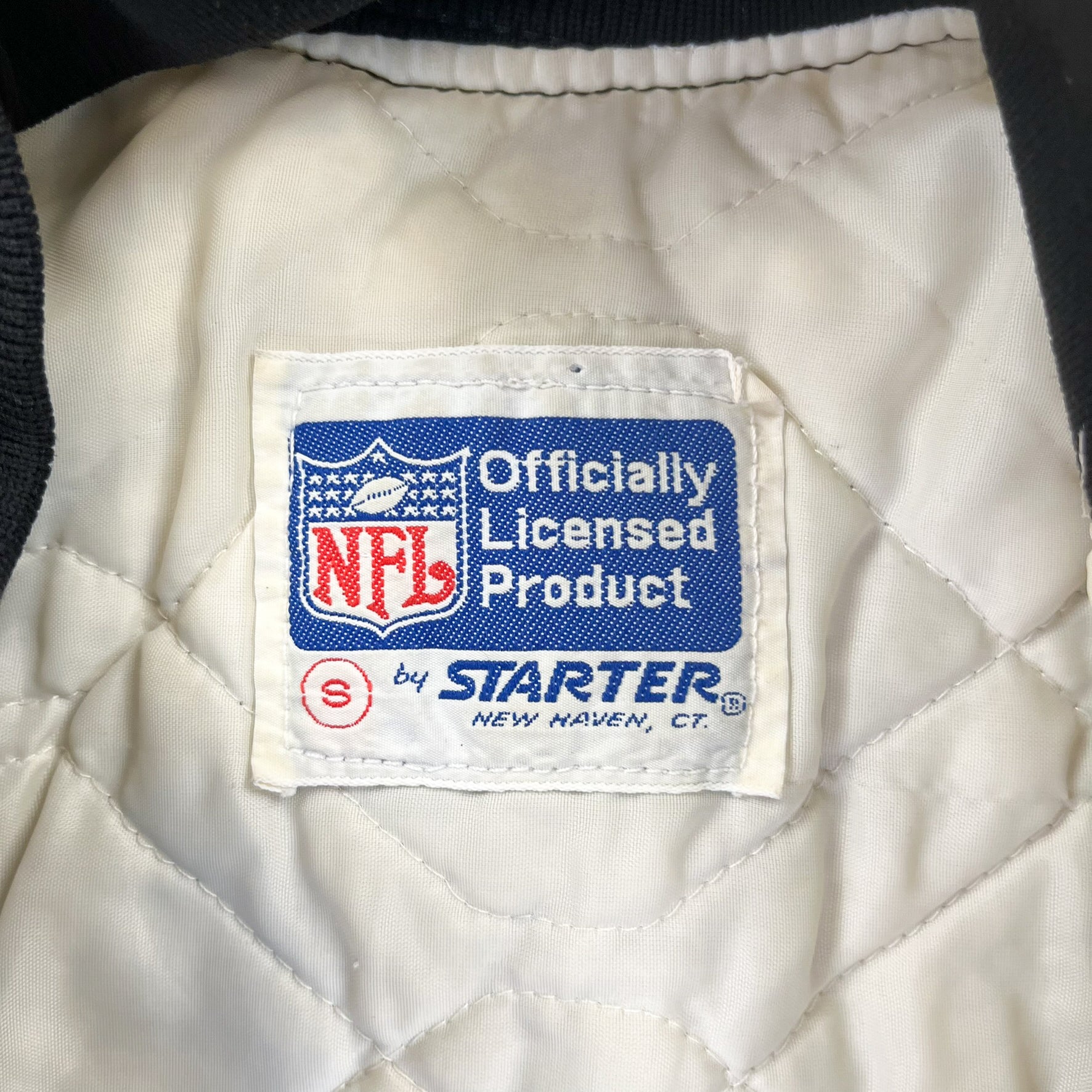 F- Vintage Oakland Raiders NFL Starter Satin Bomber Jacket