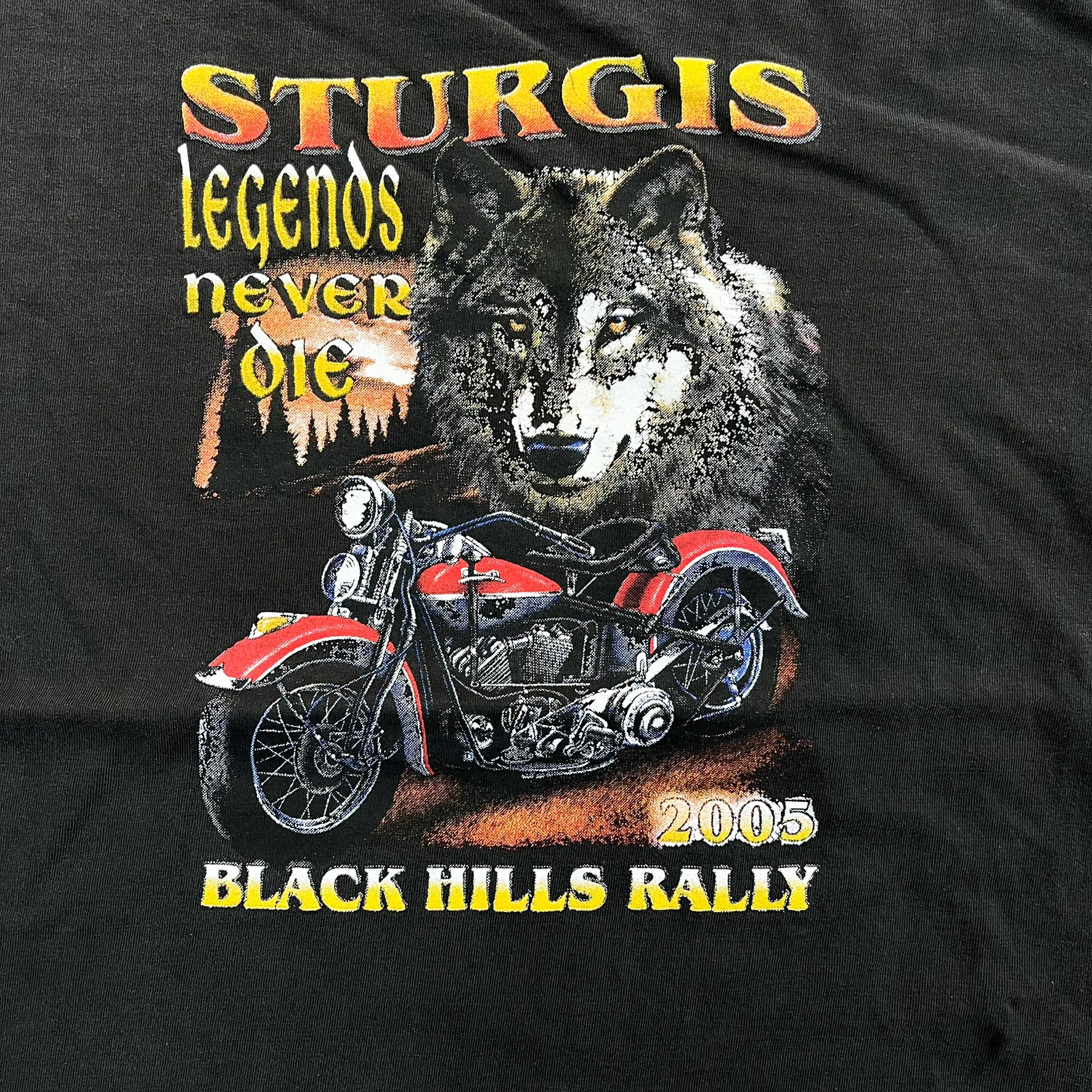 F- Vintage '05 Sturgis Black Hills Rally Legends Never Die Tee