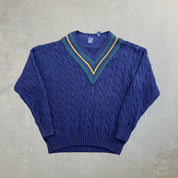 F- GAP 90s Woven V Neck Style Knit Sweater
