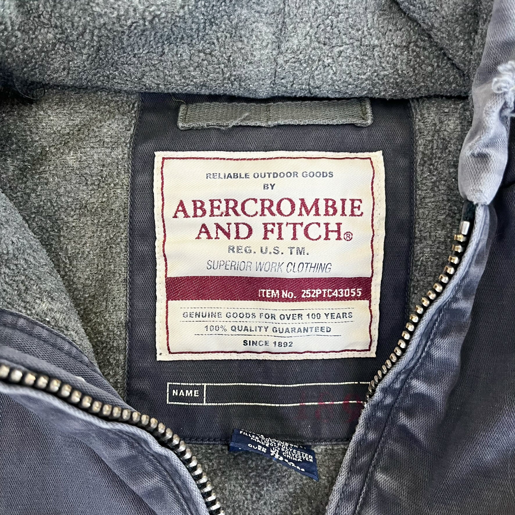 F- Abercrombie & Fitch Insulated Zip Up Work Jacket