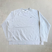 J- Vintage Y2K Nike Embroidered Swoosh Grey Crewneck - XL