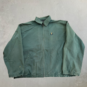 J- Vintage Ralph Lauren Chaps Embroidered Logo Bomber Style Green Zip Up Jacket - XL
