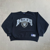 Vintage Oakland Raiders NFL Russell Athletic Text & Logo Crewneck - XL