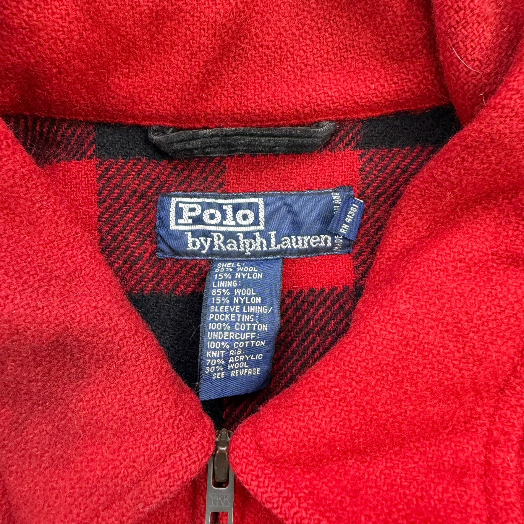 F- Vintage 90s Polo Ralph Lauren Wool Zip Up Pea Coat Jacket - M