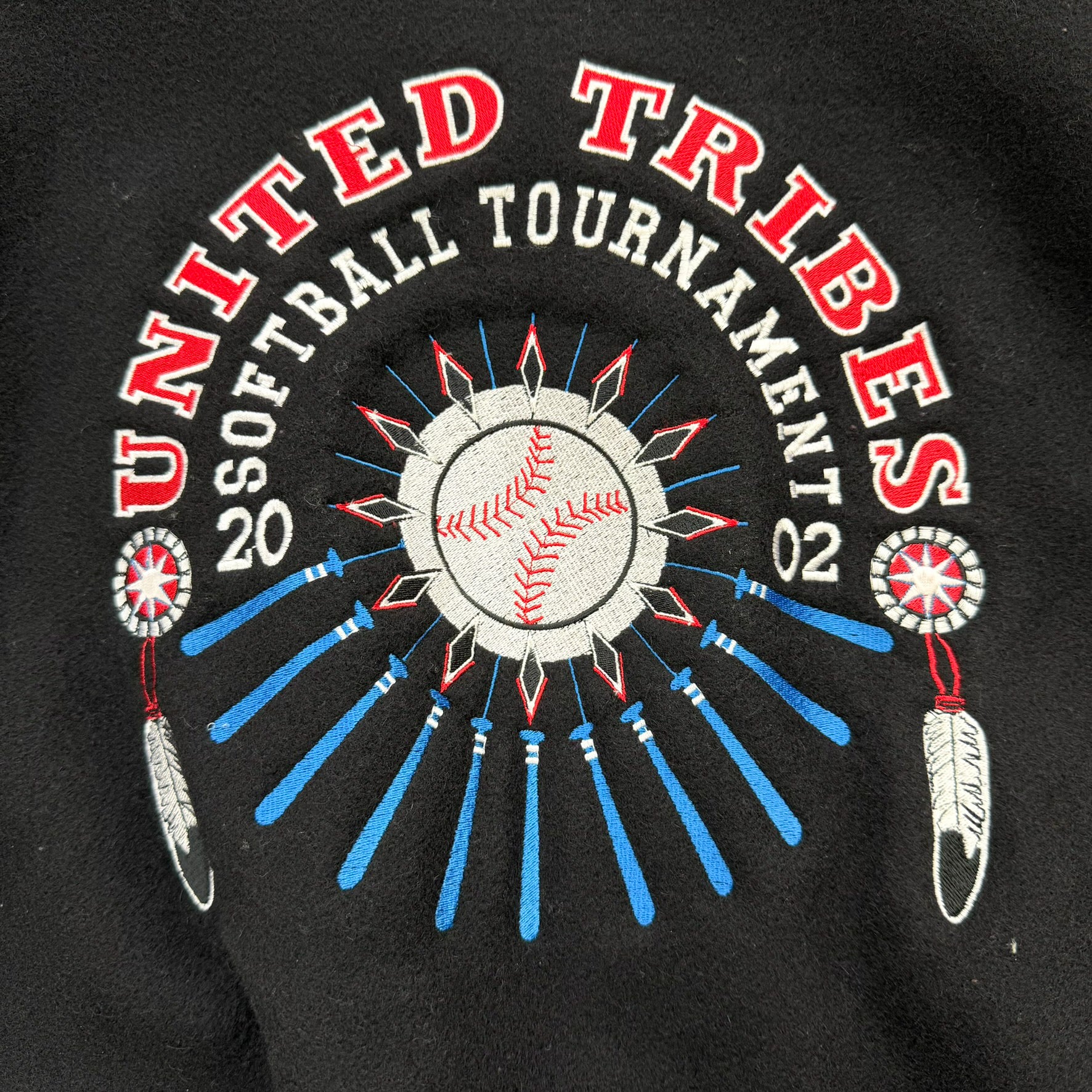 F- Vintage '02 United Tribes Softball Tournament Champions Varsity Jacket - XL