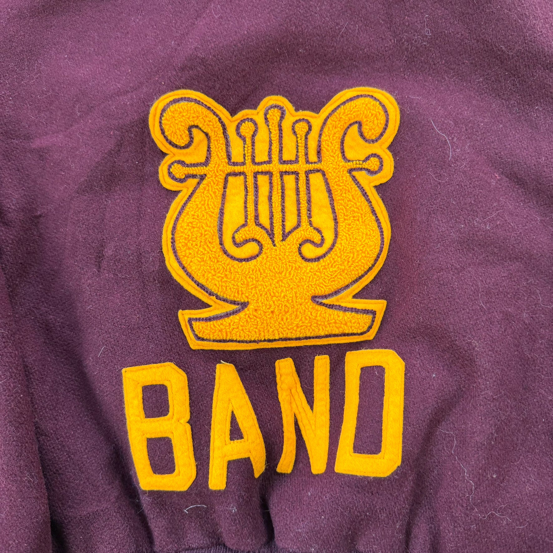 J- Vintage College Marching Band Made In USA Hooded Varsity Jacket - M