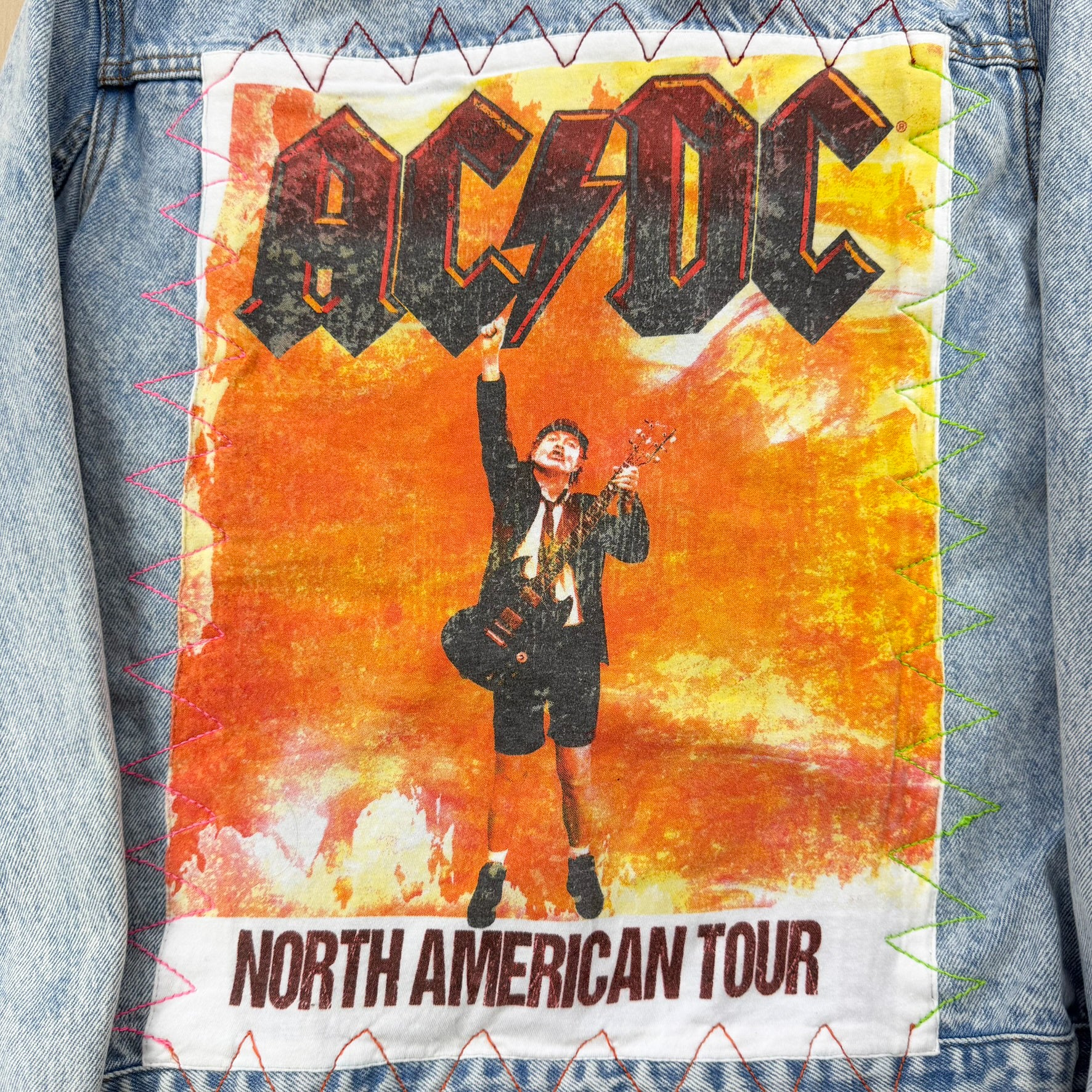 J- HOM AC/DC North American Tour Abercrombie Reworked Denim Jacket - XS