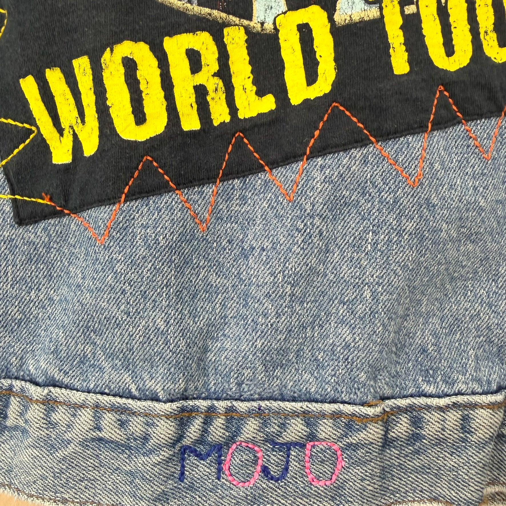 J- HOM Rolling Stones & Kiss Reworked Denim Jacket - M