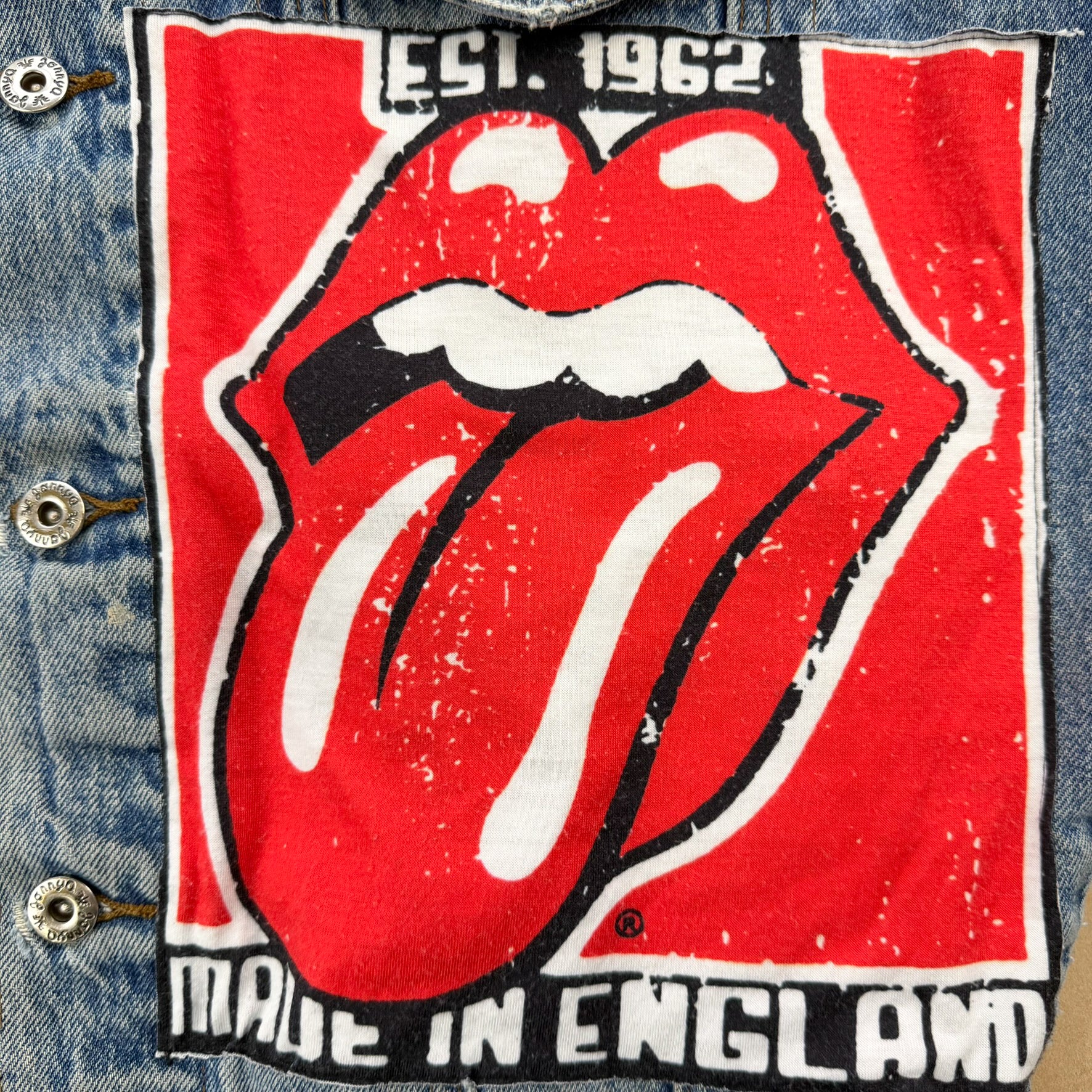 J- HOM Rolling Stones & Kiss Reworked Denim Jacket - M