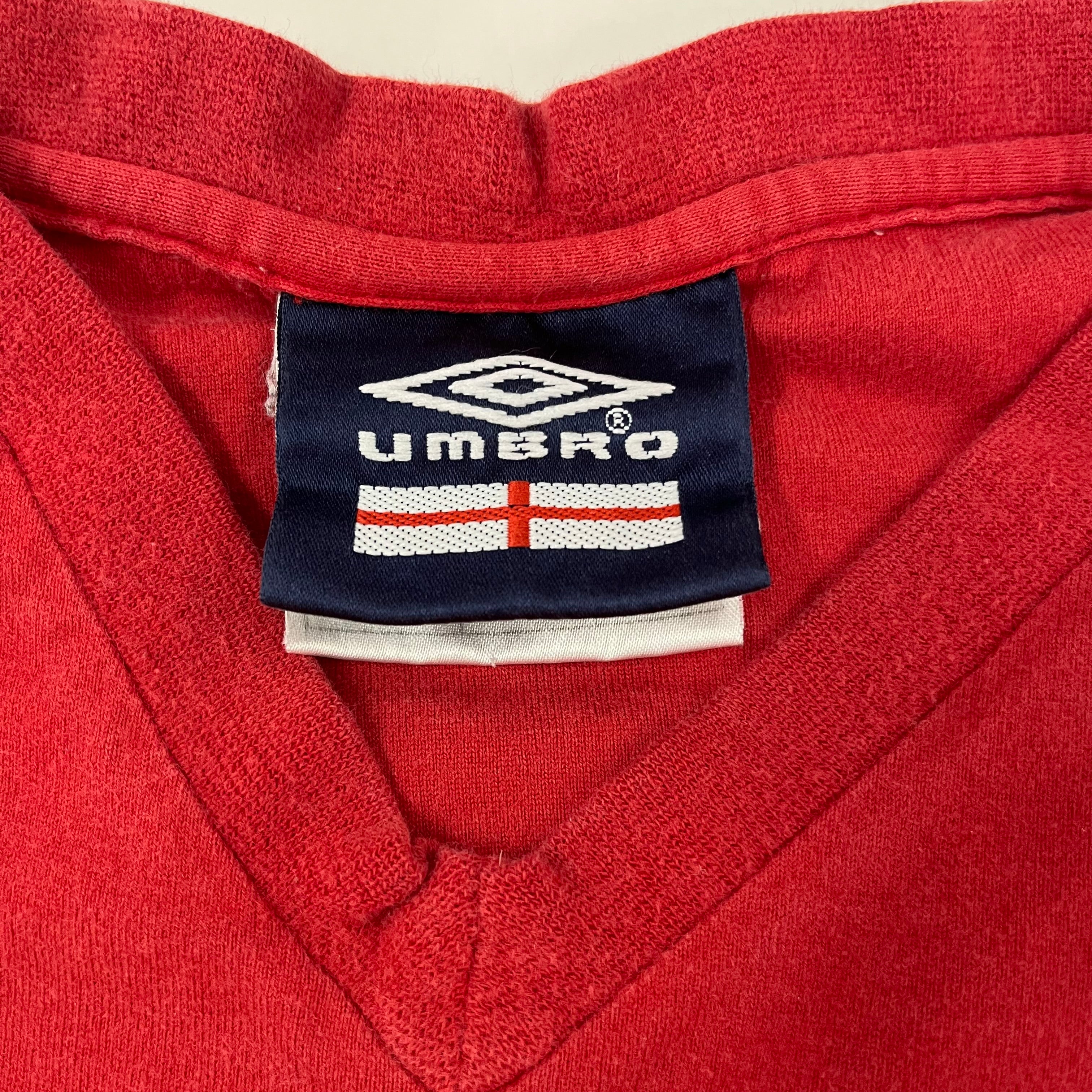 F- Vintage Umbro England Crest Embroidered V-neck Tee