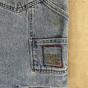 D- Vintage Marithé Francois Girbaud Embroidered Script Denim Carpenter Jorts