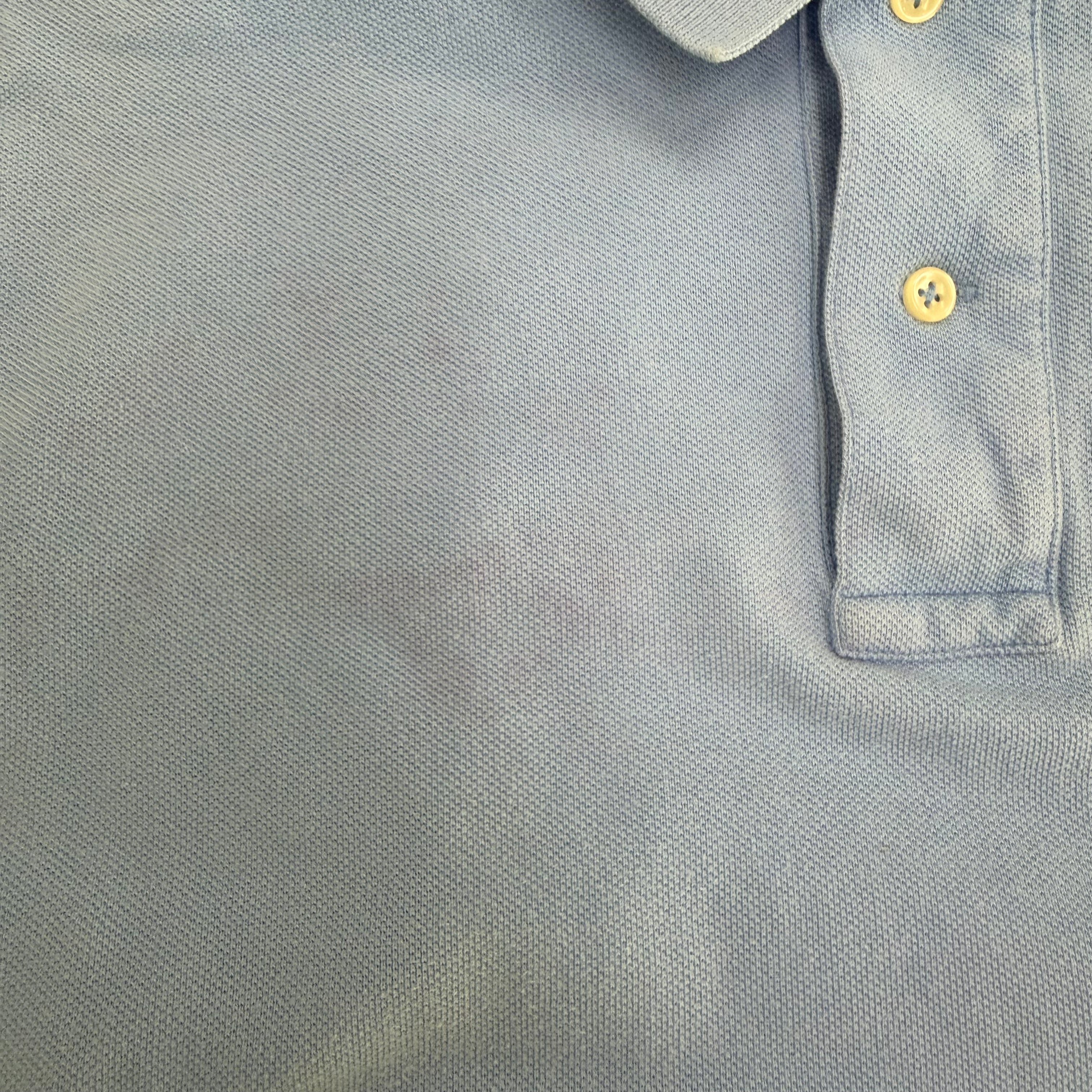 J- Vintage 90s Polo RL Embroidered Logo Baby Blue Polo Shirt - XL