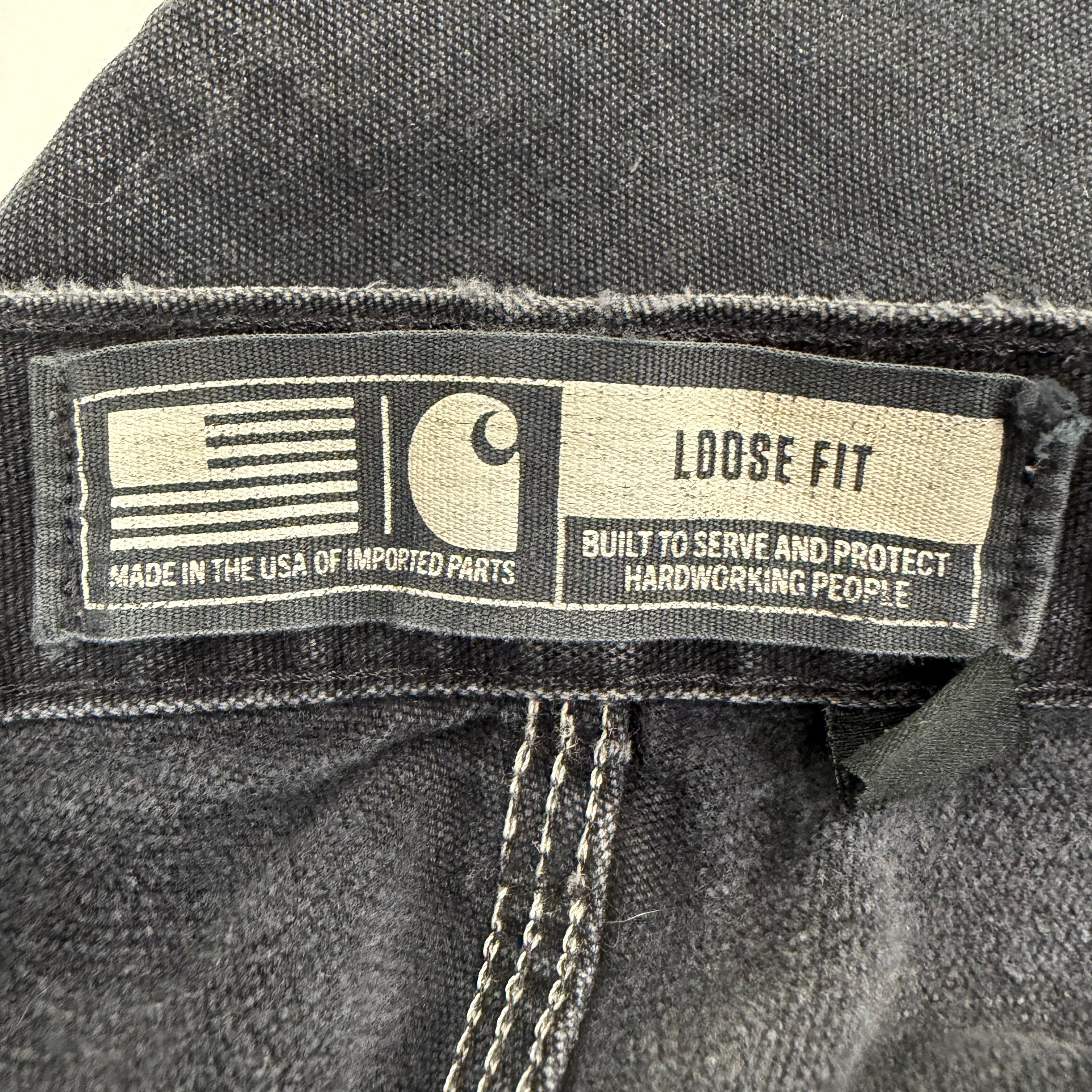 Vintage Carhartt Made In USA Black Double Knee Canvas Workwear Pants - 36x34