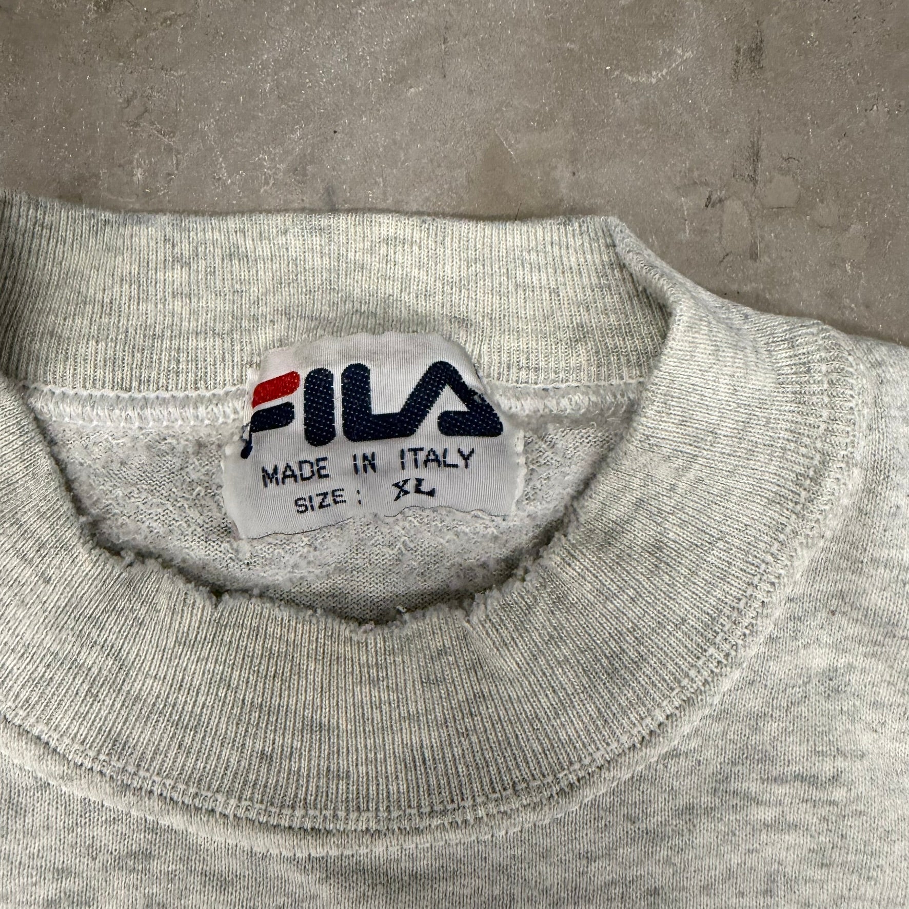 J- Vintage Fila Embroidered Text Made In Italy Crewneck - XL