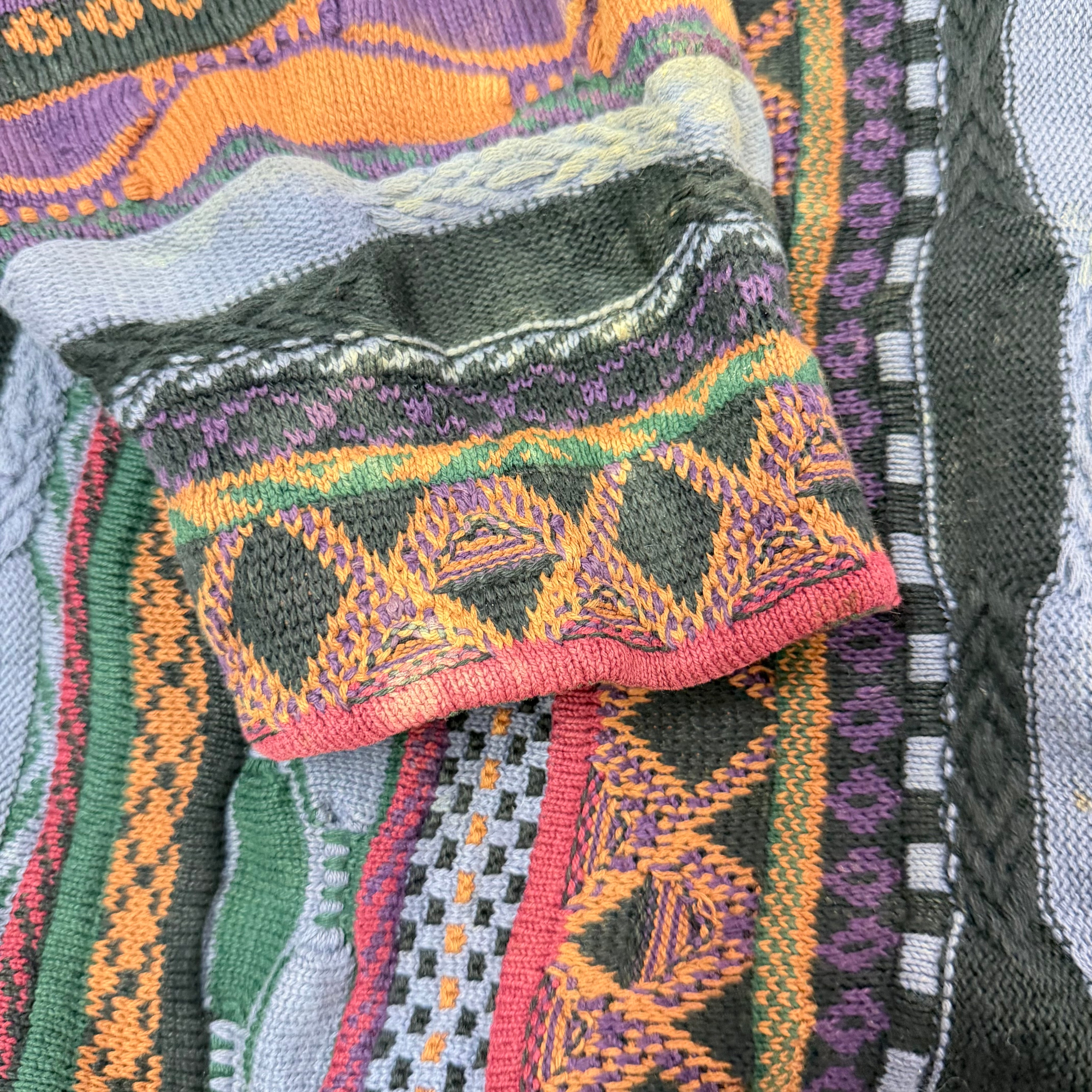 F- Vintage Tosani Vertical Pattern Made In Canada Knit Sweater