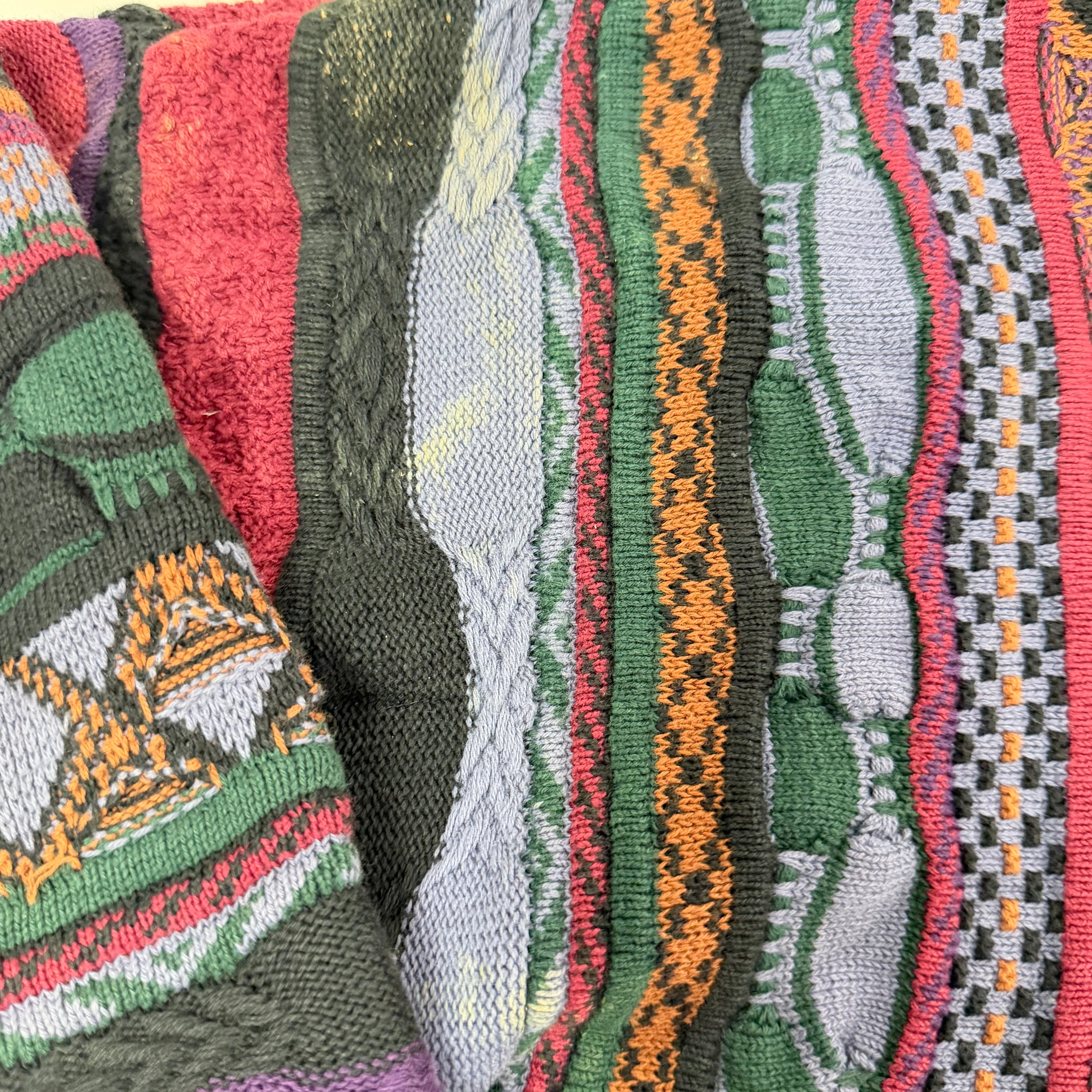 F- Vintage Tosani Vertical Pattern Made In Canada Knit Sweater