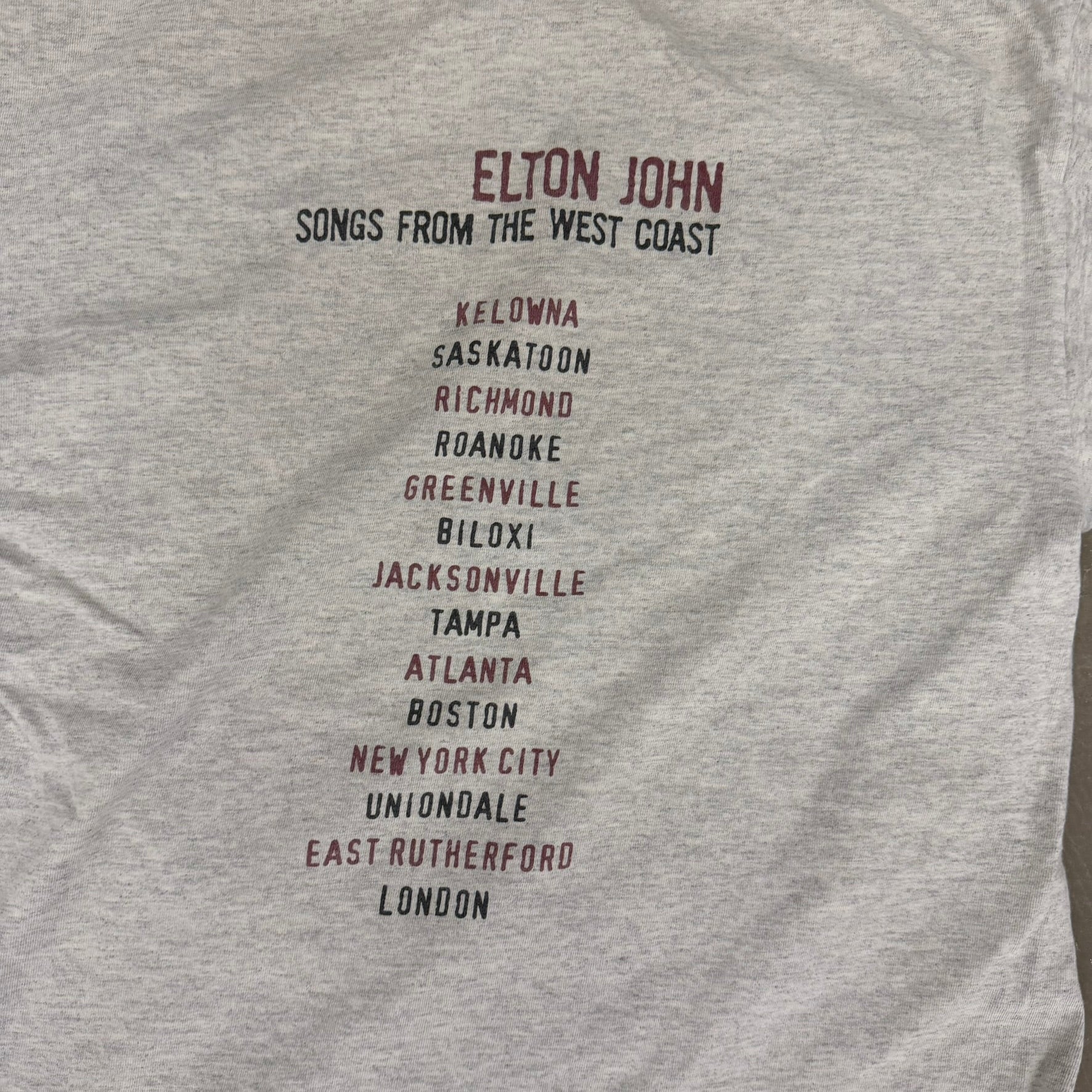 J- Vintage '01 Elton John Picture Songs From The West Coast Tee - L
