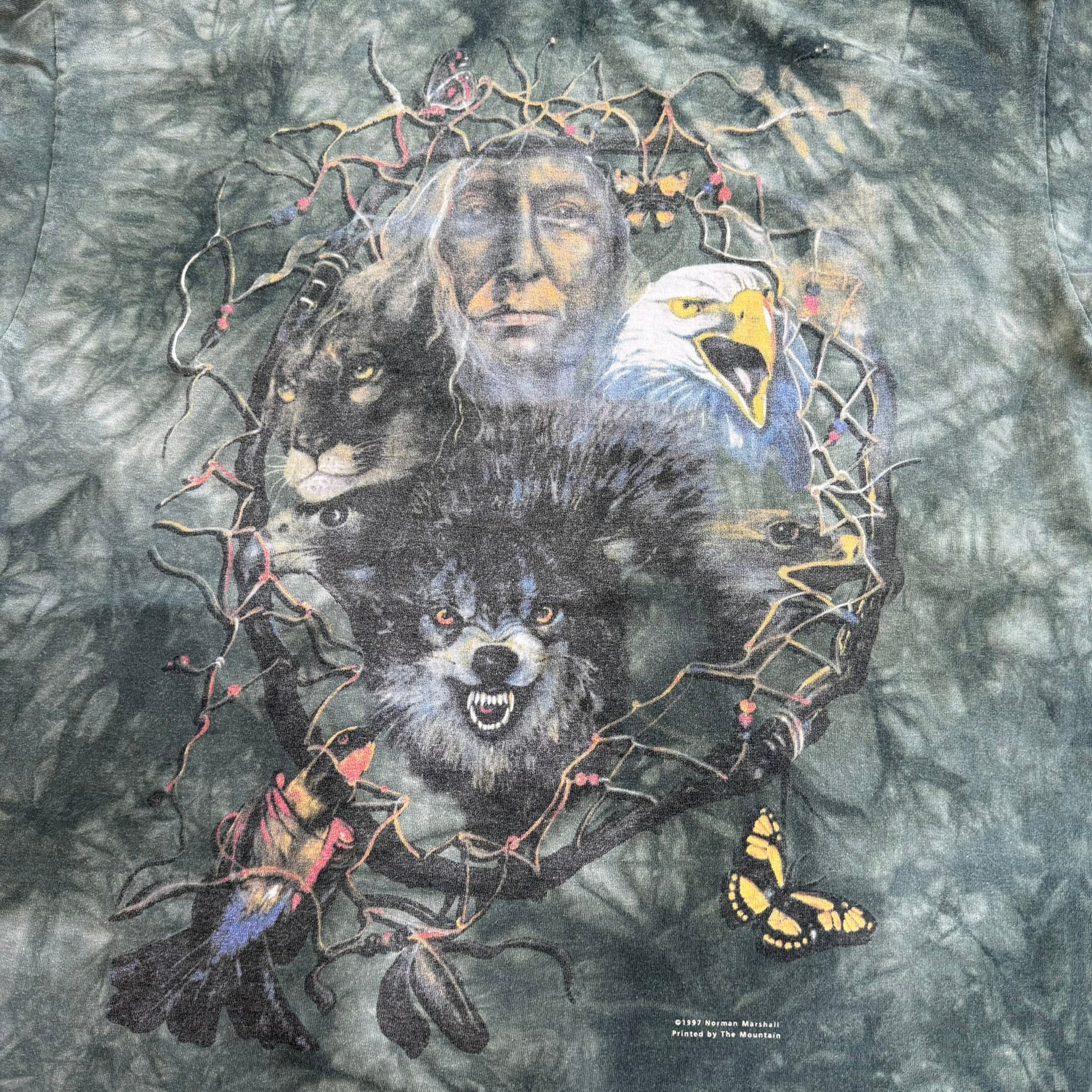 J- Vintage '97 The Mountain Animals & Dream Catcher Acid Wash Tee - XL