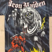 J- Vintage Iron Maiden Number Of The Beast All Over Print Tee - M