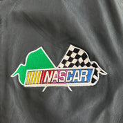 Vintage Nascar Racing Embroidered Logo & Text Zip Up Leather Bomber Jacket - L