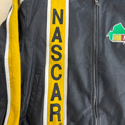 Vintage Nascar Racing Embroidered Logo & Text Zip Up Leather Bomber Jacket - L