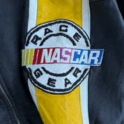 Vintage Nascar Racing Embroidered Logo & Text Zip Up Leather Bomber Jacket - L