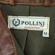 Vintage Pollini Made In Italy Embroidered Crest Zip Up Leather Jacket - M