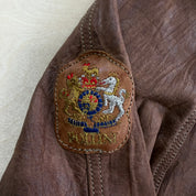 Vintage Pollini Made In Italy Embroidered Crest Zip Up Leather Jacket - M